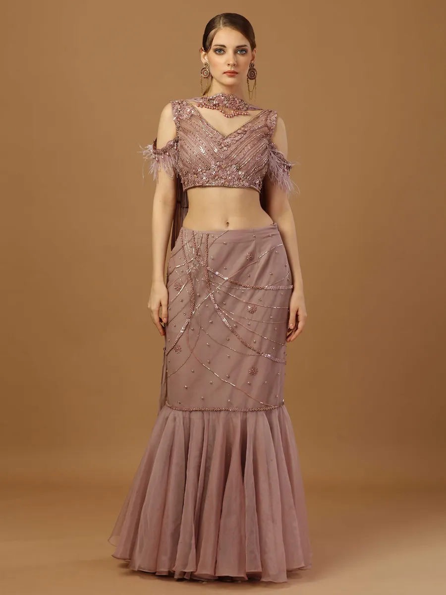 Newest onion pink fish cut lehenga choli