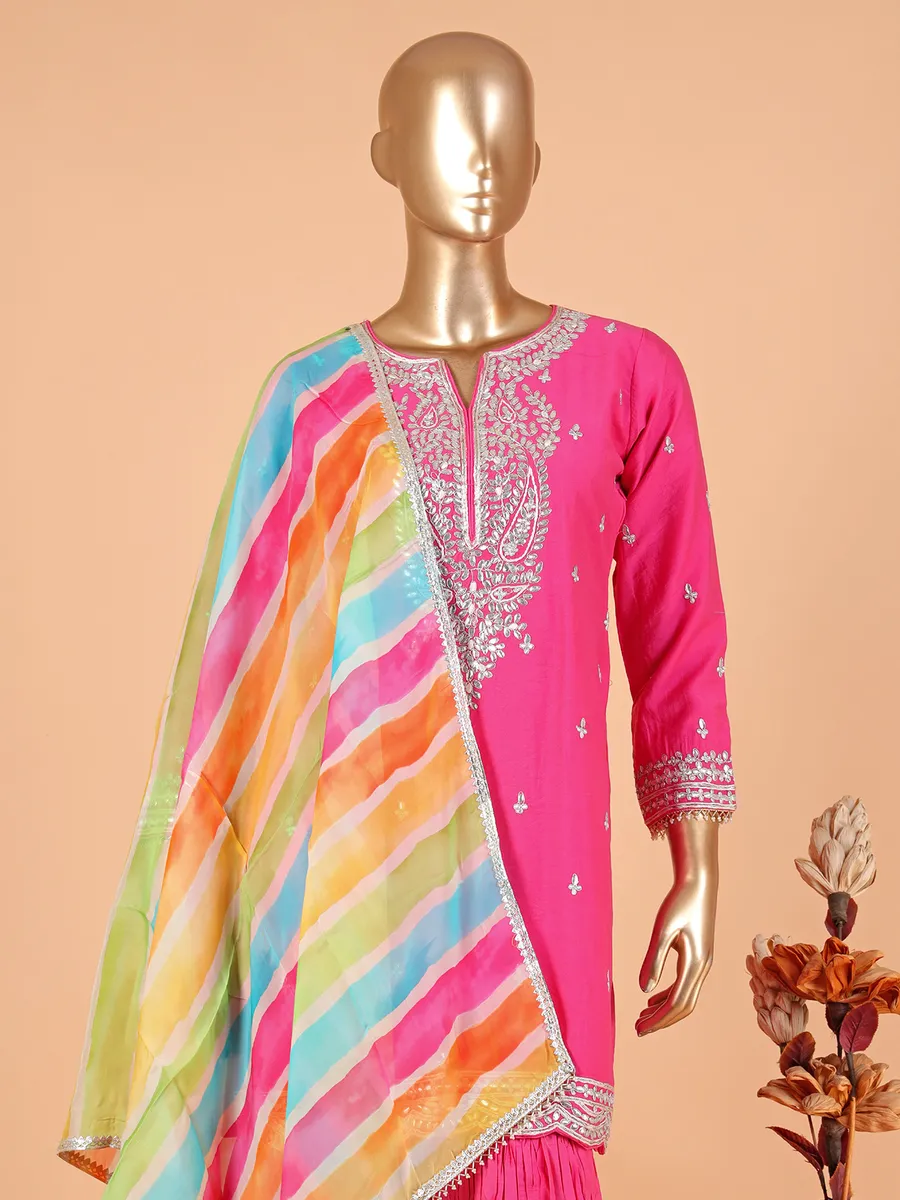 Newest pink silk sharara suit