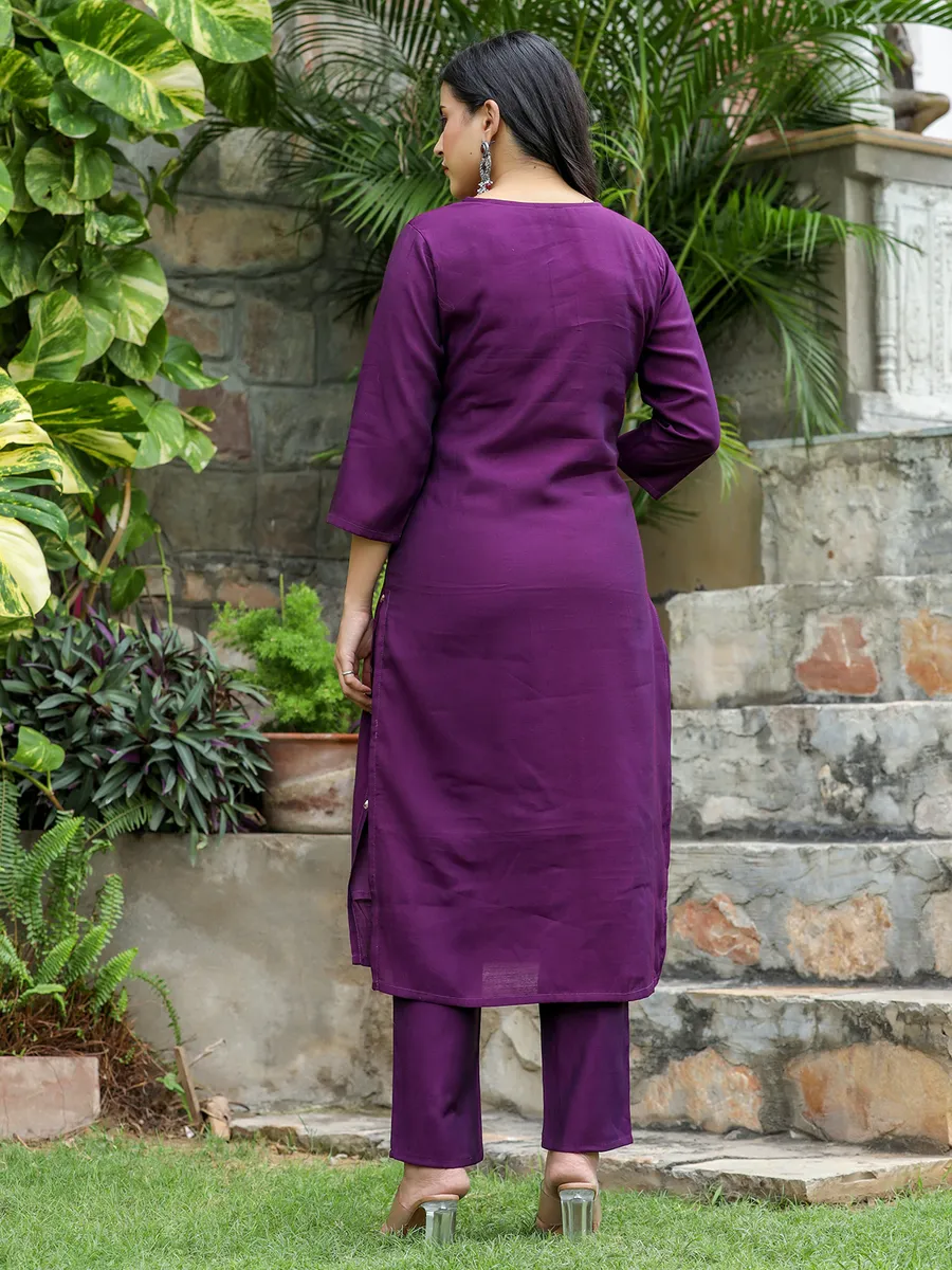 Newest purple cotton kurti set