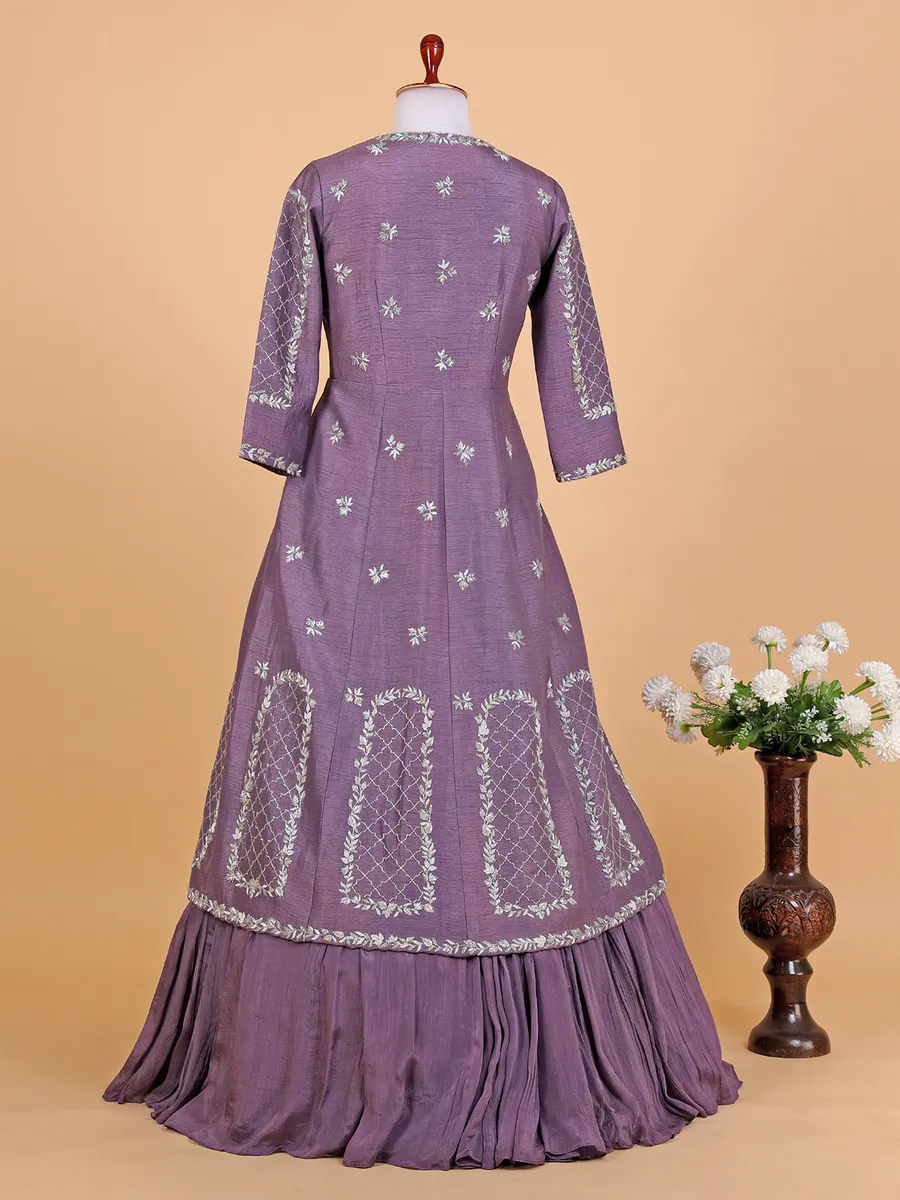 Newest purple raw silk lehenga suit