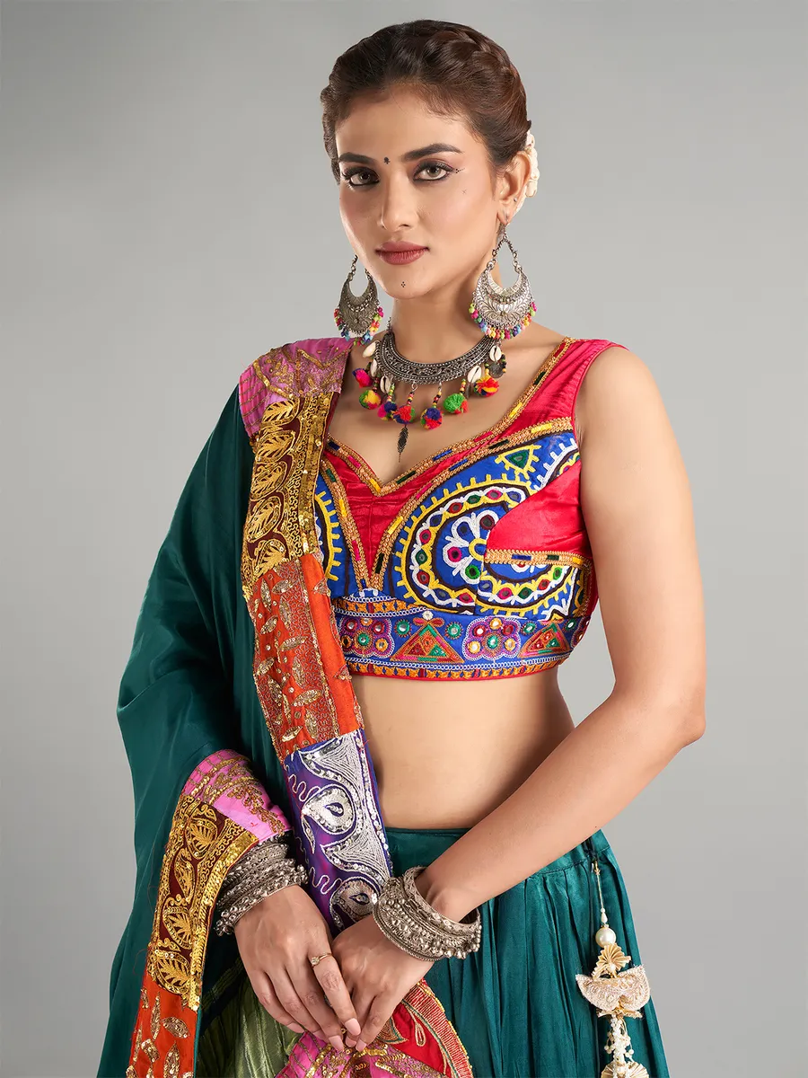 Newest rama blue silk lehenga choli