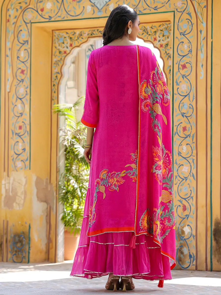 Newest rani color printed silk kurti