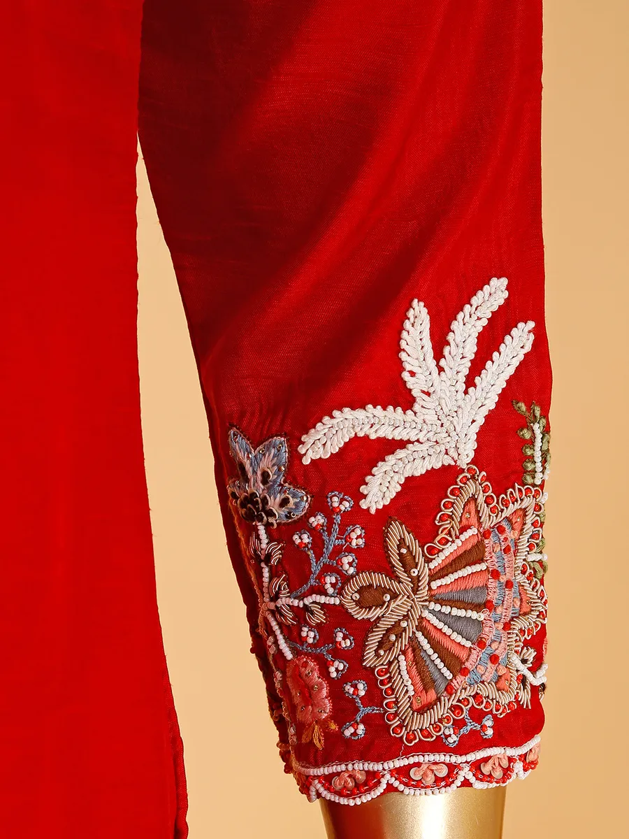 Newest red silk salwar suit