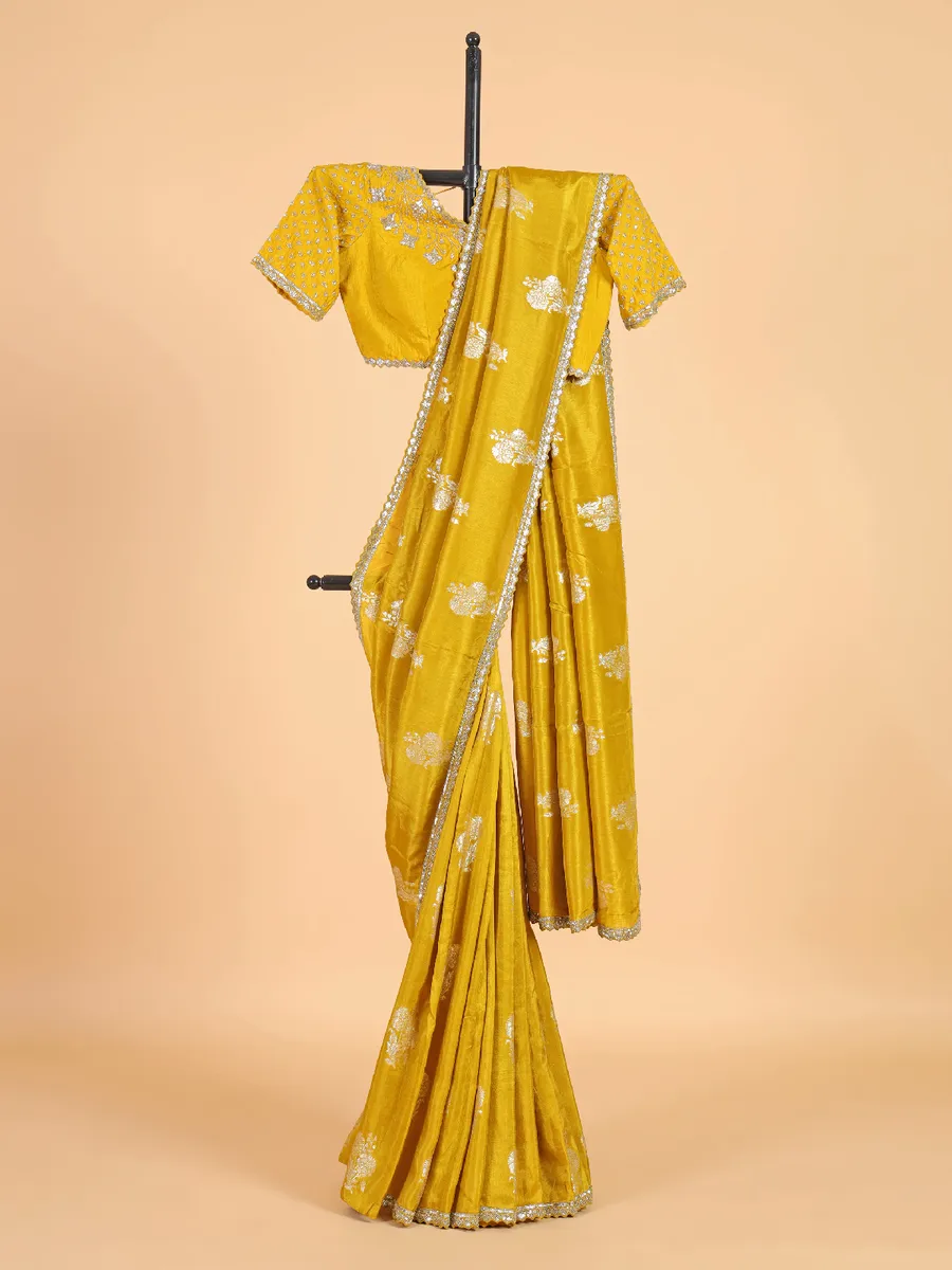 Newest silk musterd yellow saree