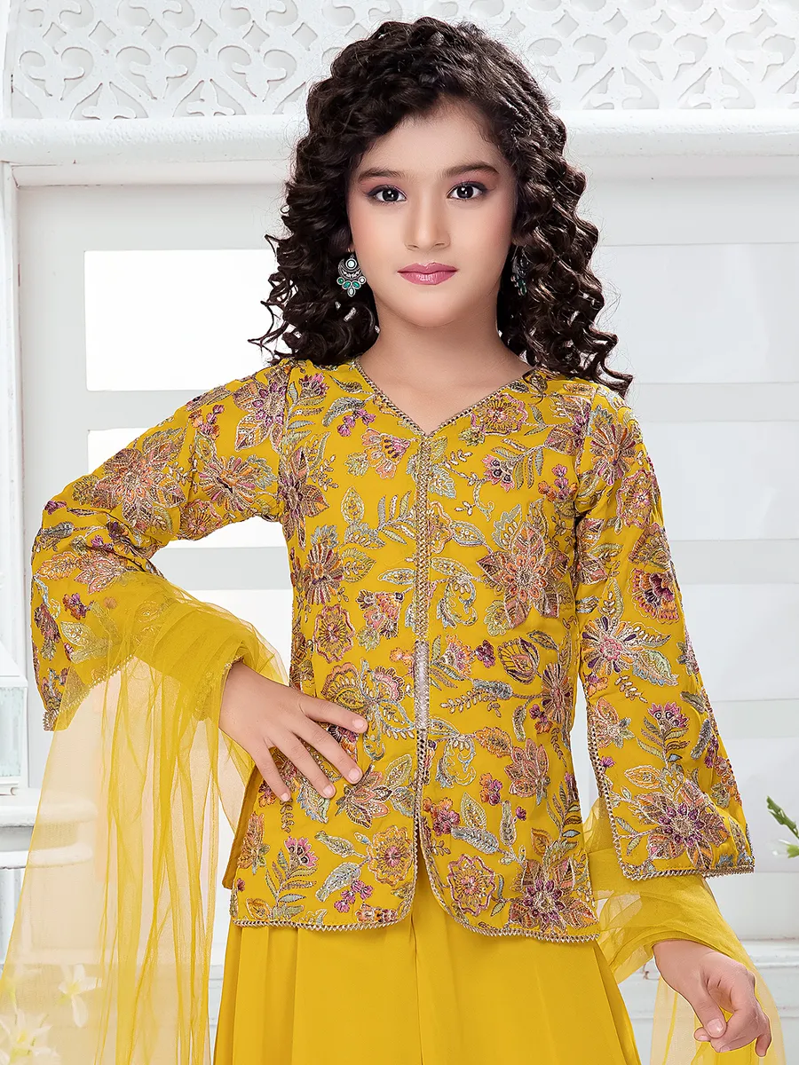 Newest yellow georgette palazzo suit