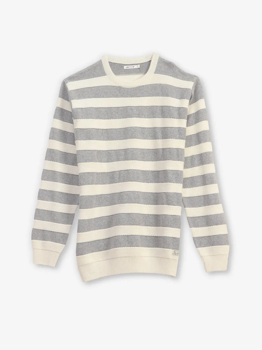 Octave stripe grey and white cotton t-shirt