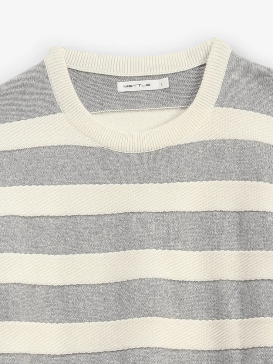 Octave stripe grey and white cotton t-shirt