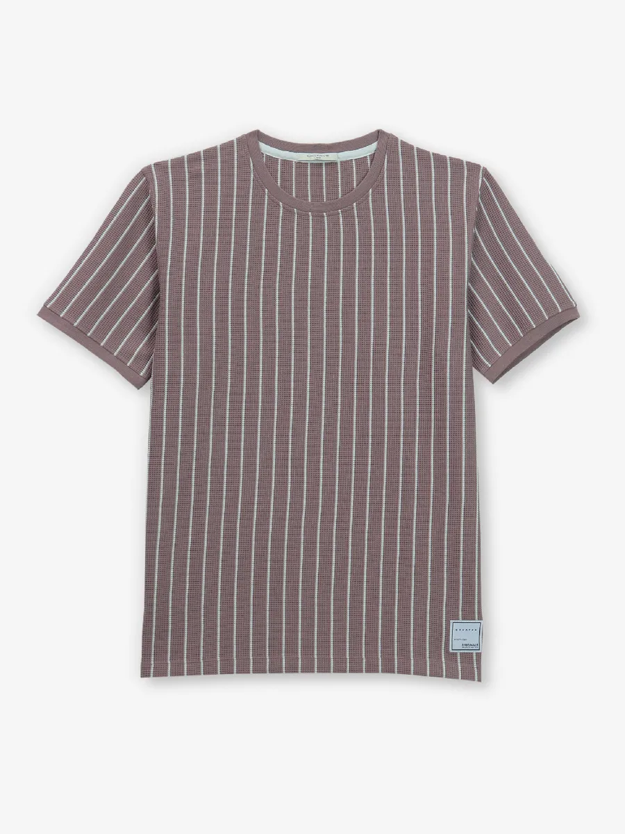 OCTAVE stripe mauve pink cotton stripe t-shirt