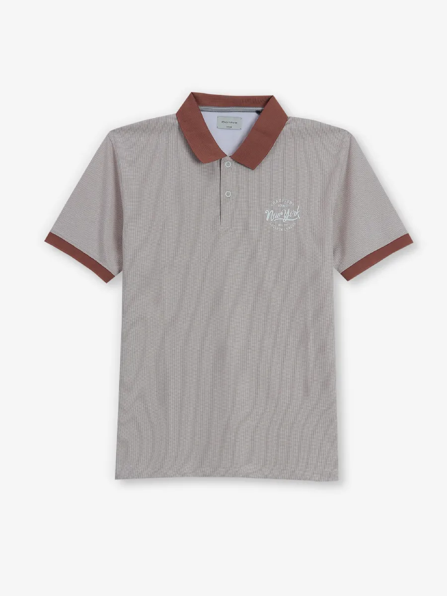 OCTAVE white and brown cotton t-shirt