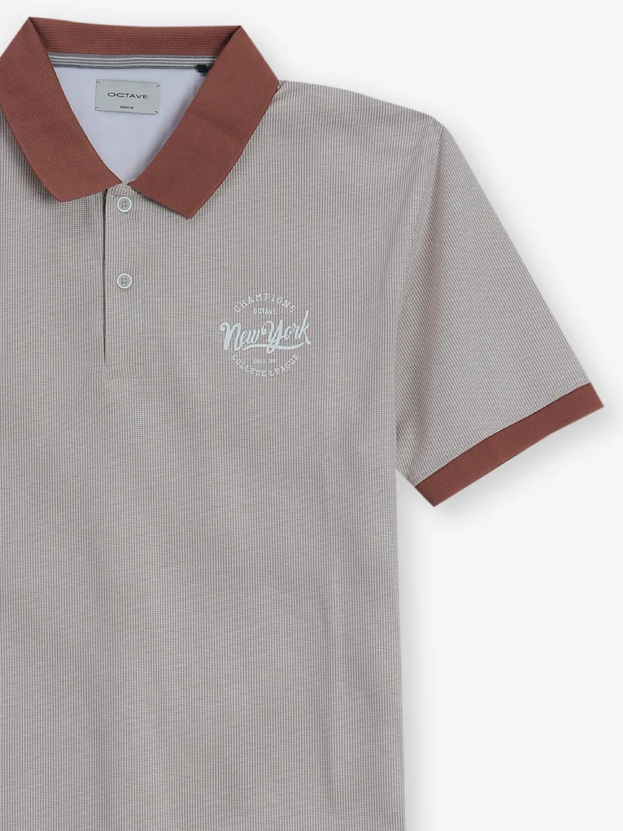 OCTAVE white and brown cotton t-shirt