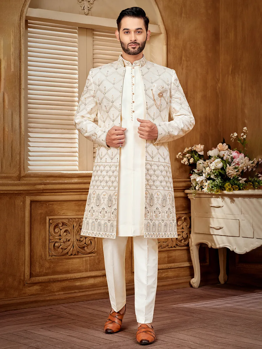 Embroidered Black Indo-Western with Resham Work