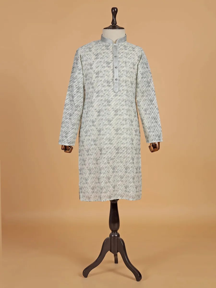 Off white textured cotton silk kurta suit