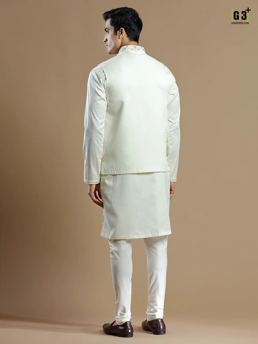 Off white wedding wear waistcoat set for men