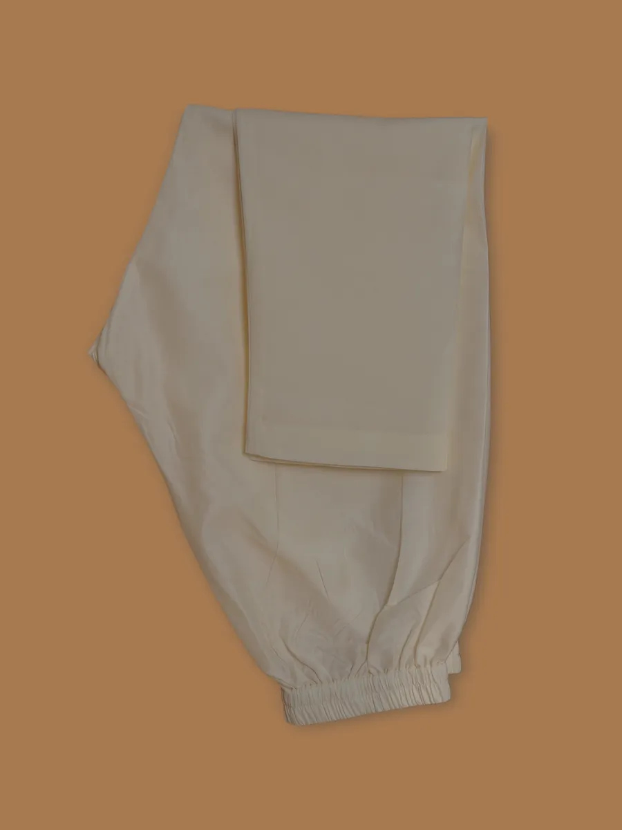 Off white zari weaved kurta suit in silk
