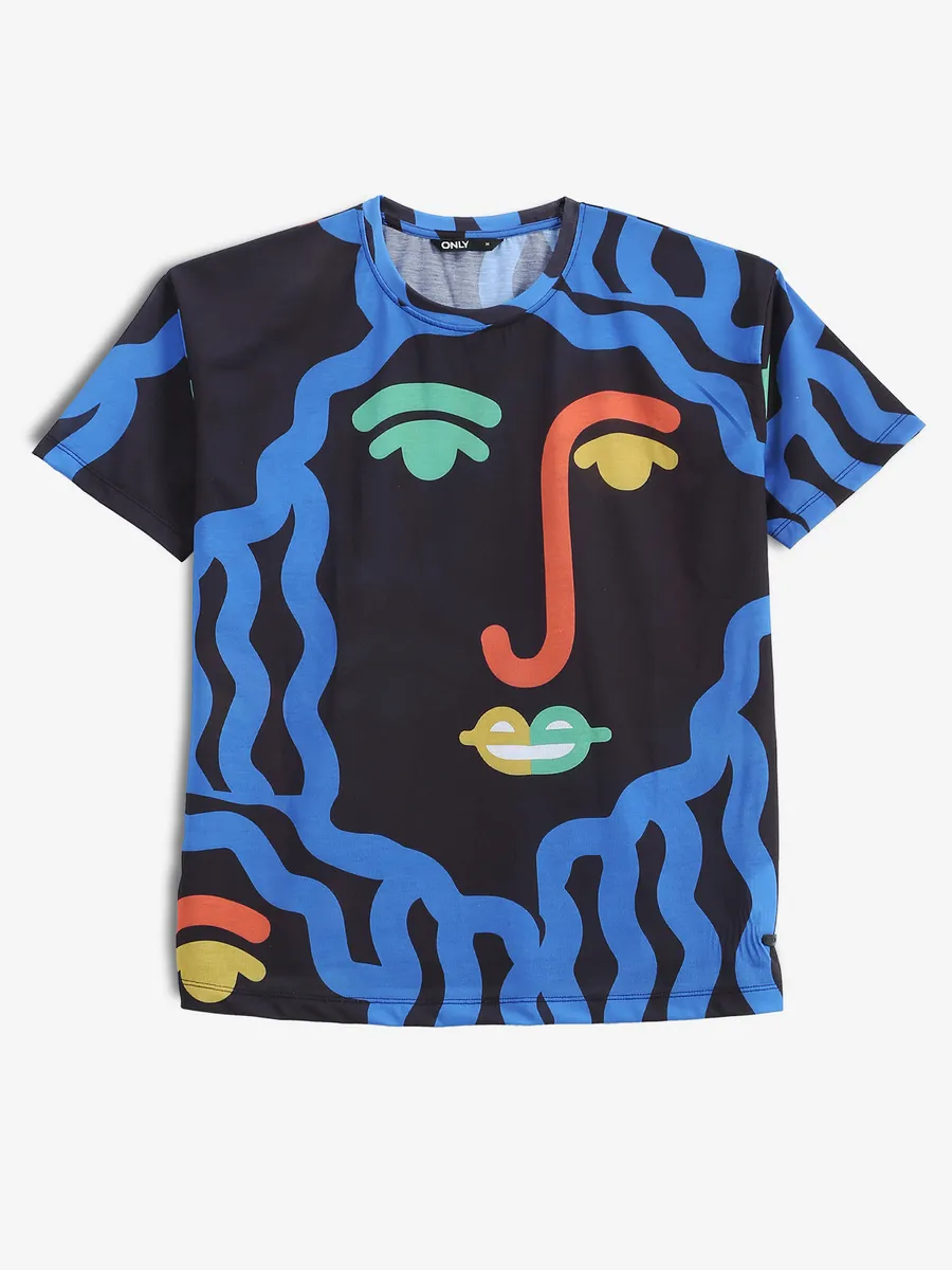ONLY black and blue printed t-shirt
