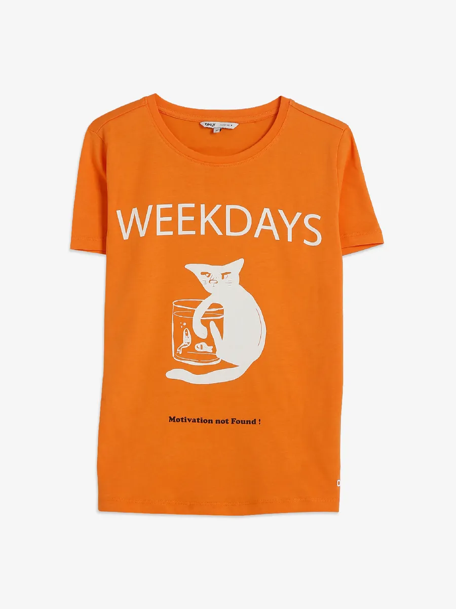 ONLY cotton printed orange t-shirt