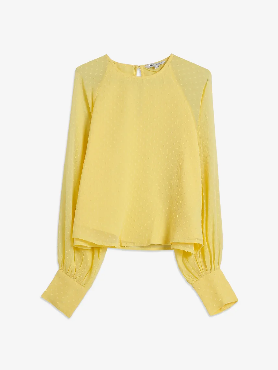 ONLY light yellow georgette full sleeves top