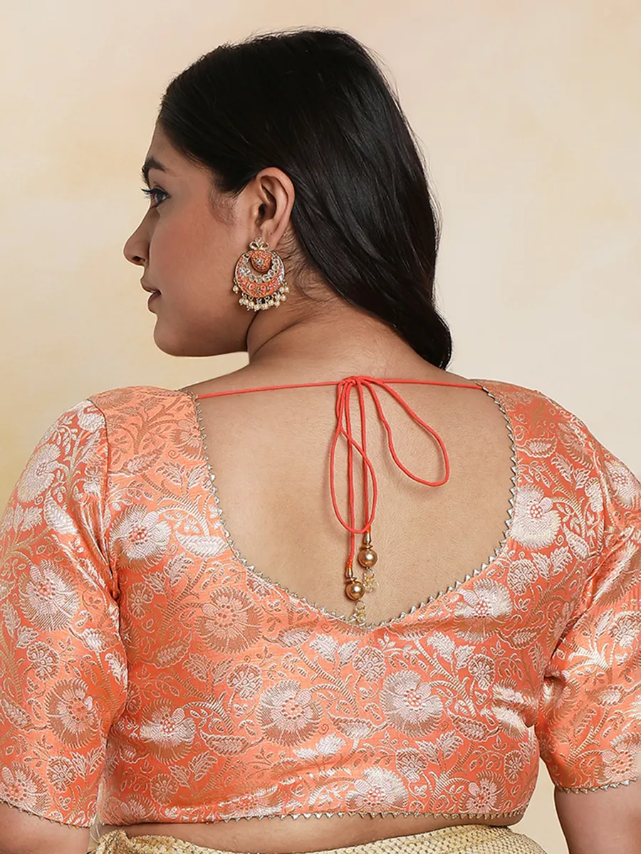 Orange brocade blouse