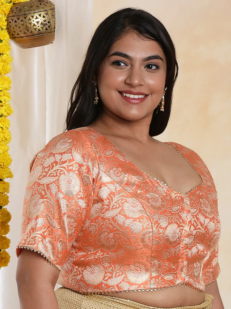 Orange brocade blouse