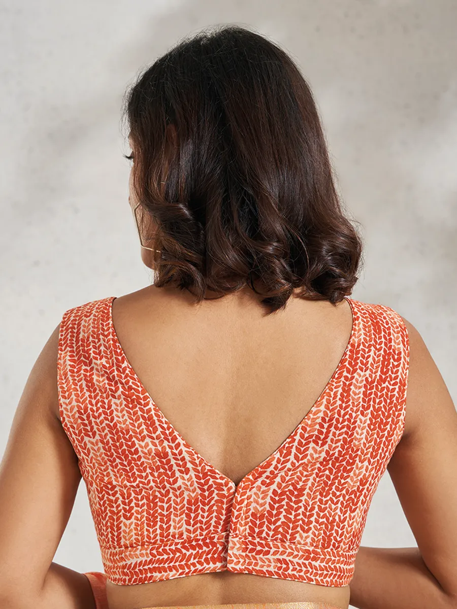 Orange cotton printed blouse