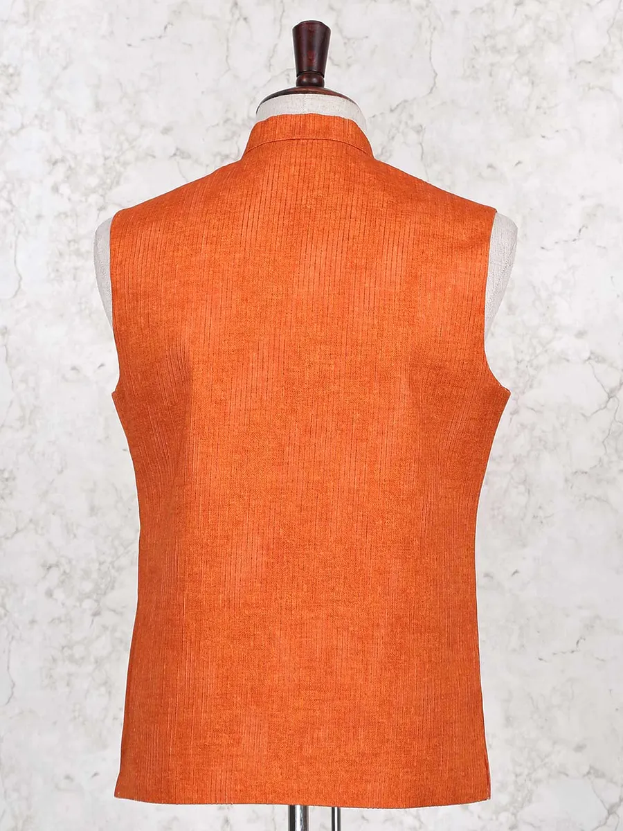 Orange stripe style mens cotton waistcoat