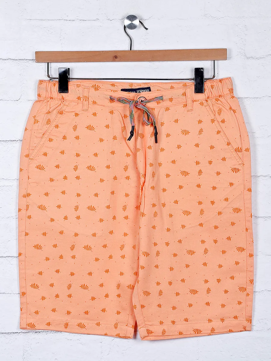 Origin printed pattern peach cotton shorts