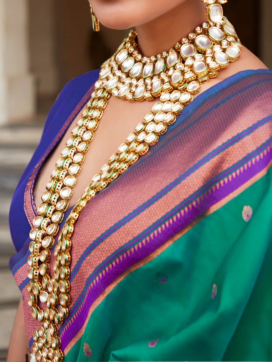 Paithani silk rama green saree for wedding