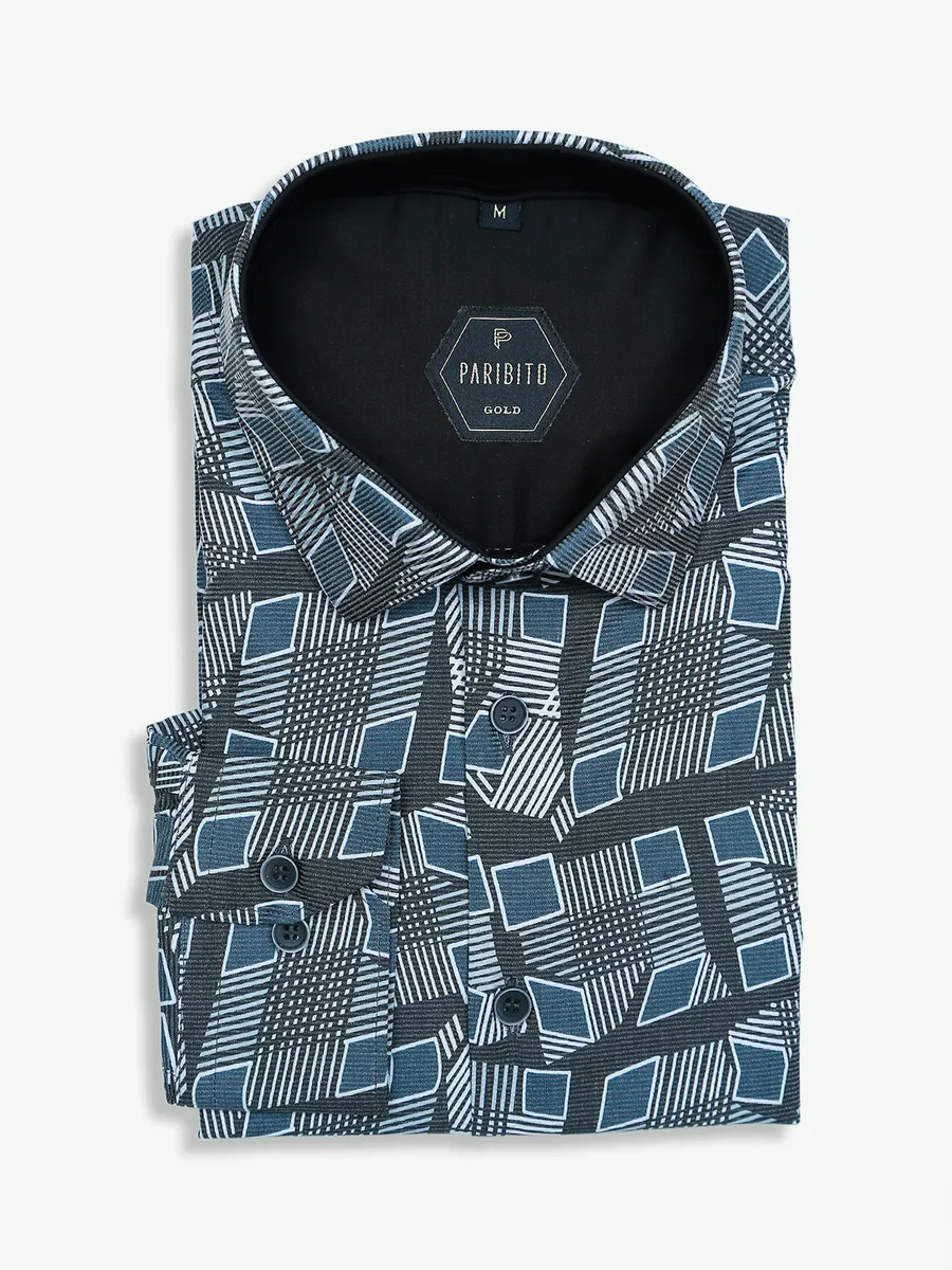 Paribito cotton grey shirt in printed