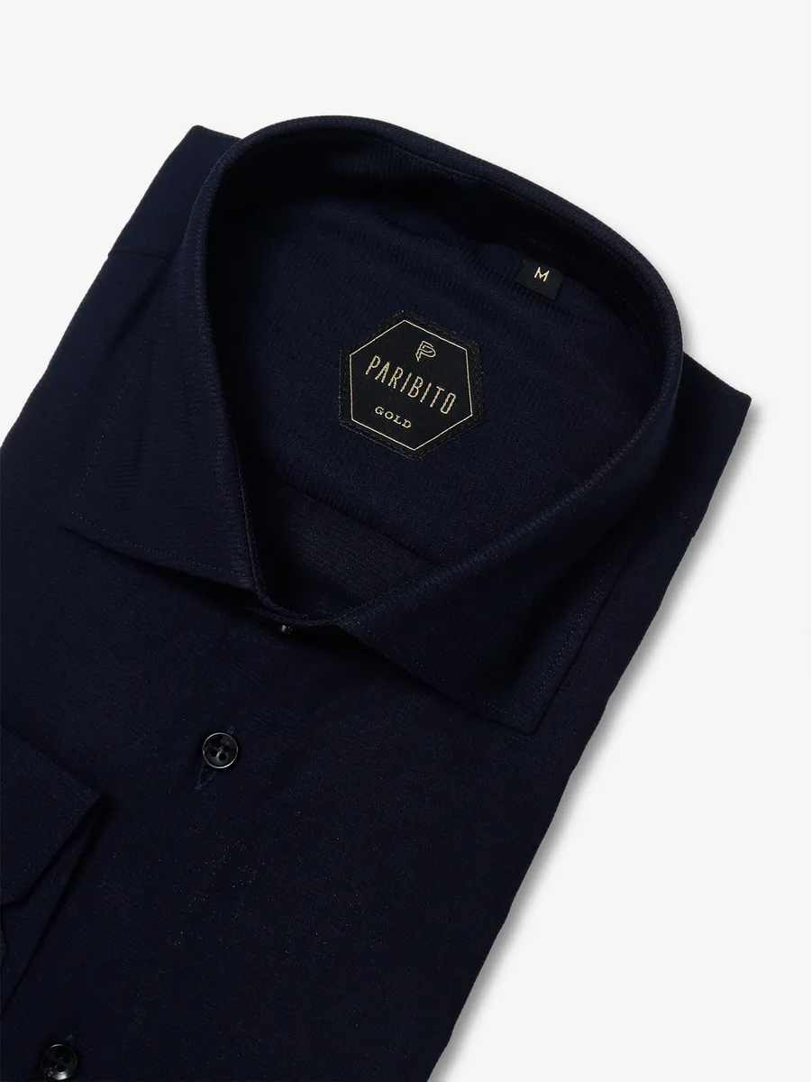 Paribito navy cotton texture shirt