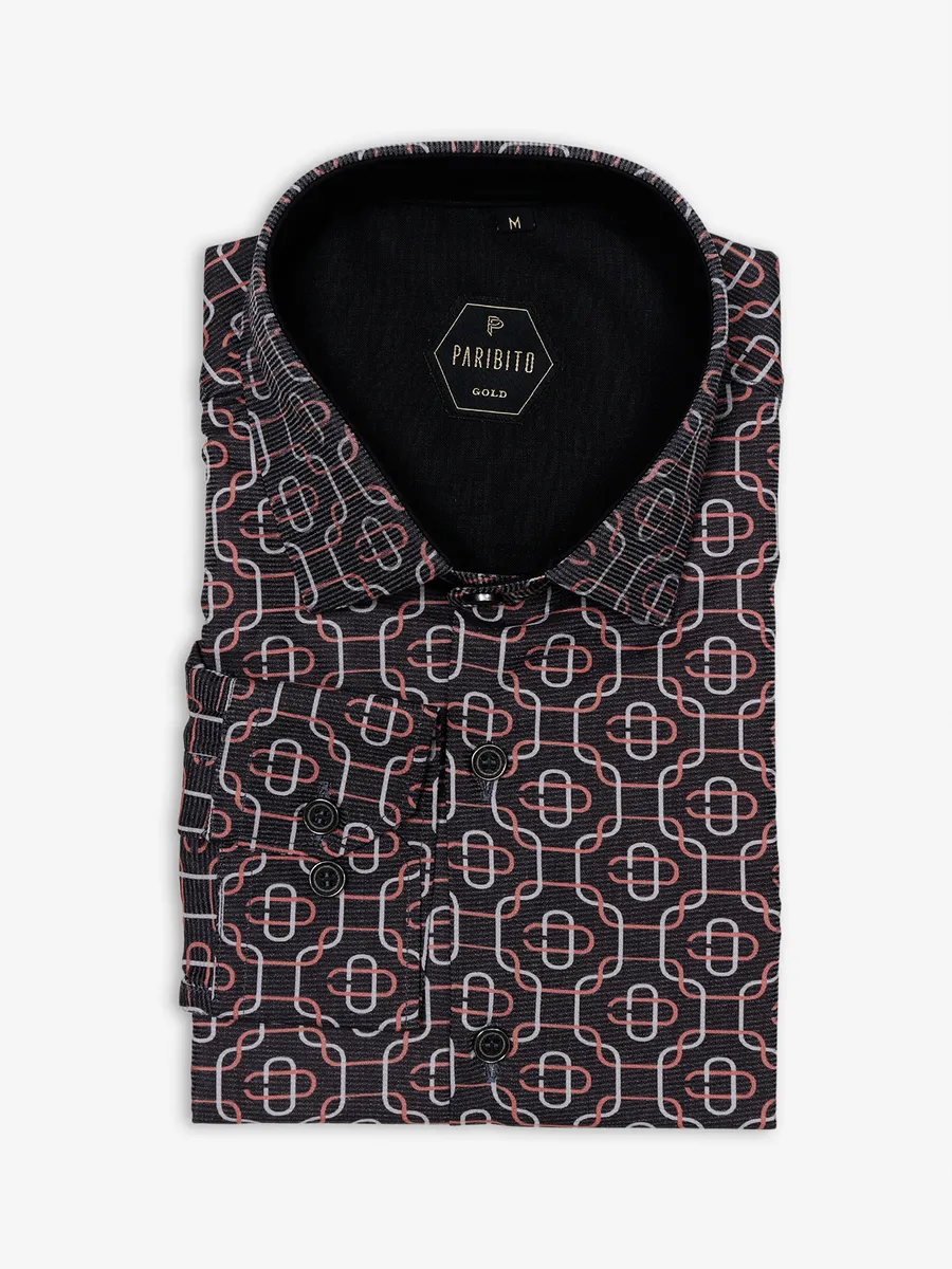 Paribito printed cotton brown shirt