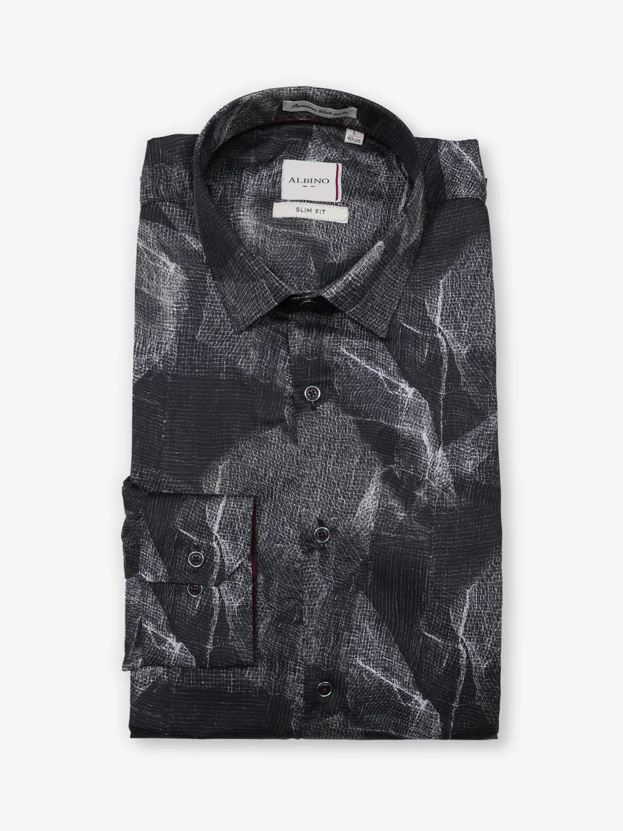 Party style black cotton shirt for men