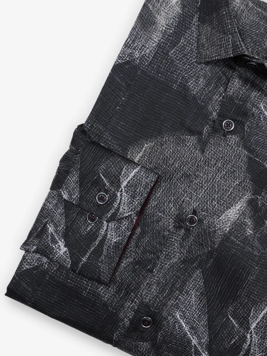 Party style black cotton shirt for men
