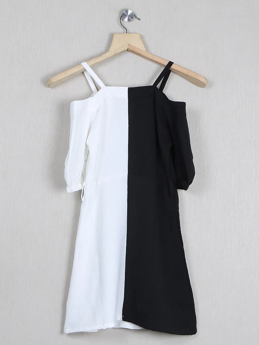 Leo N Babes party wear black and white cotton girls frock
