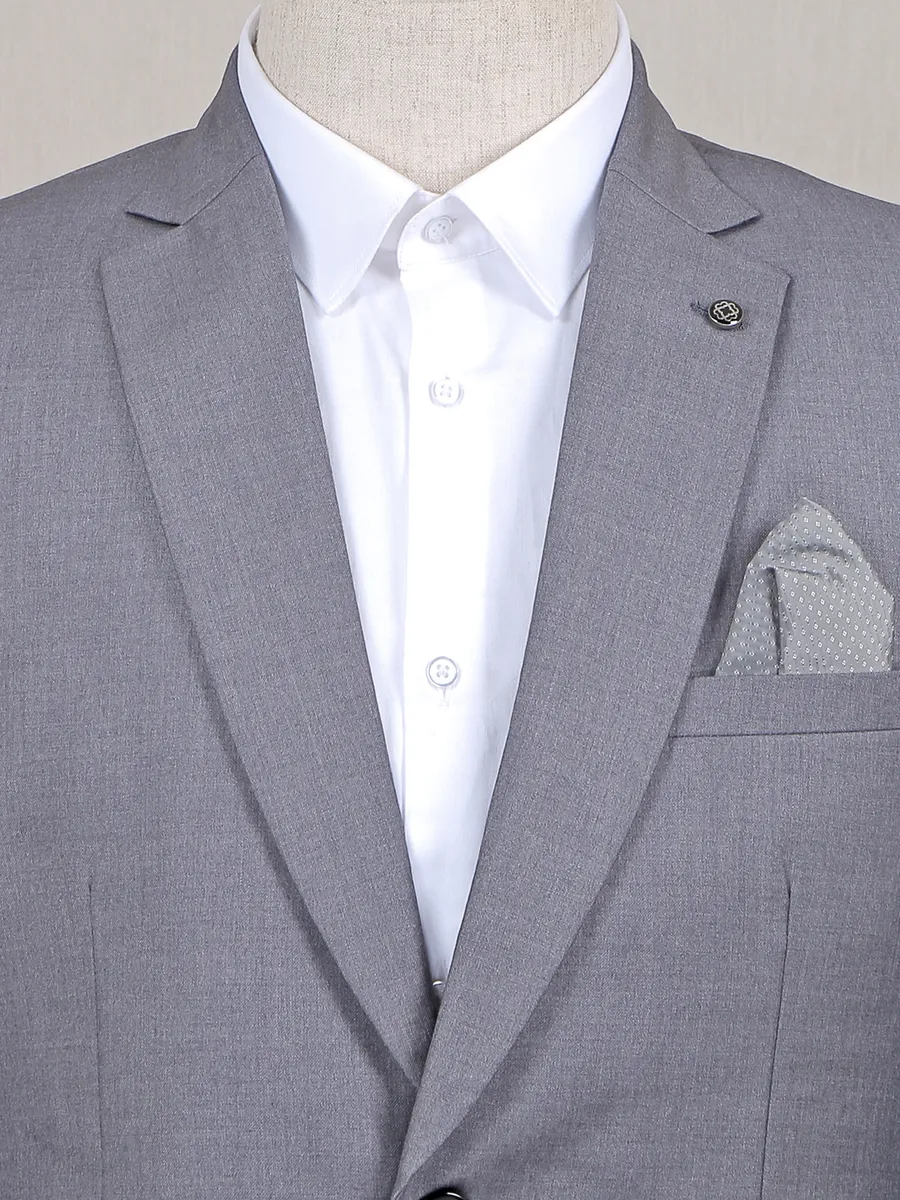 Party wear grey solid terry rayon blazer