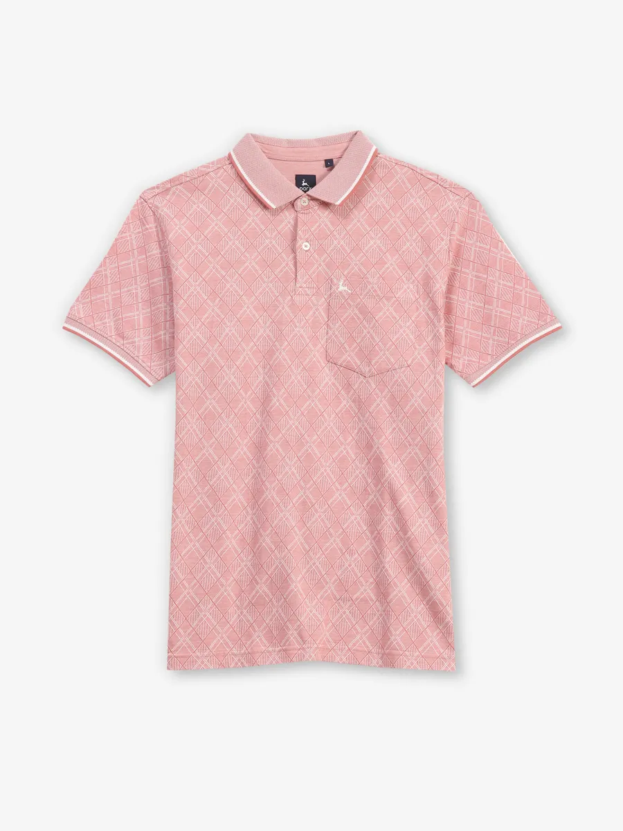 PARX printed pink cotton polo t-shirt