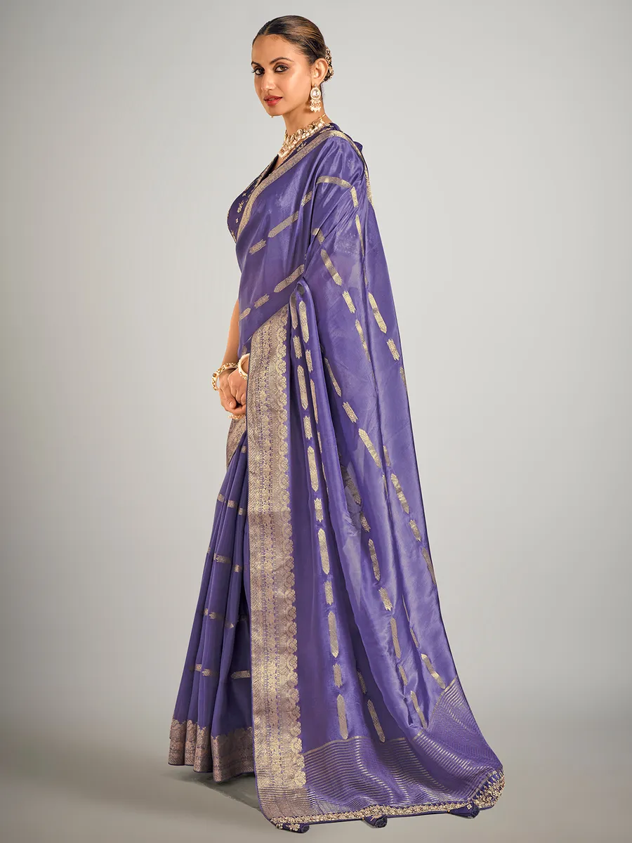 Pastel purple dola silk wedding saree