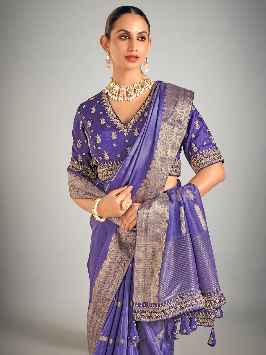 Pastel purple dola silk wedding saree
