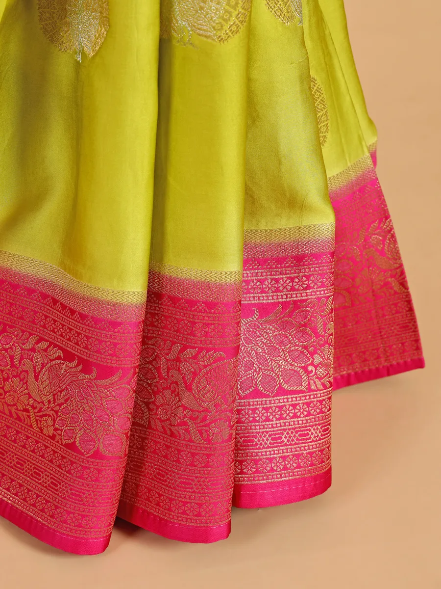 Patola printed silk light green saree
