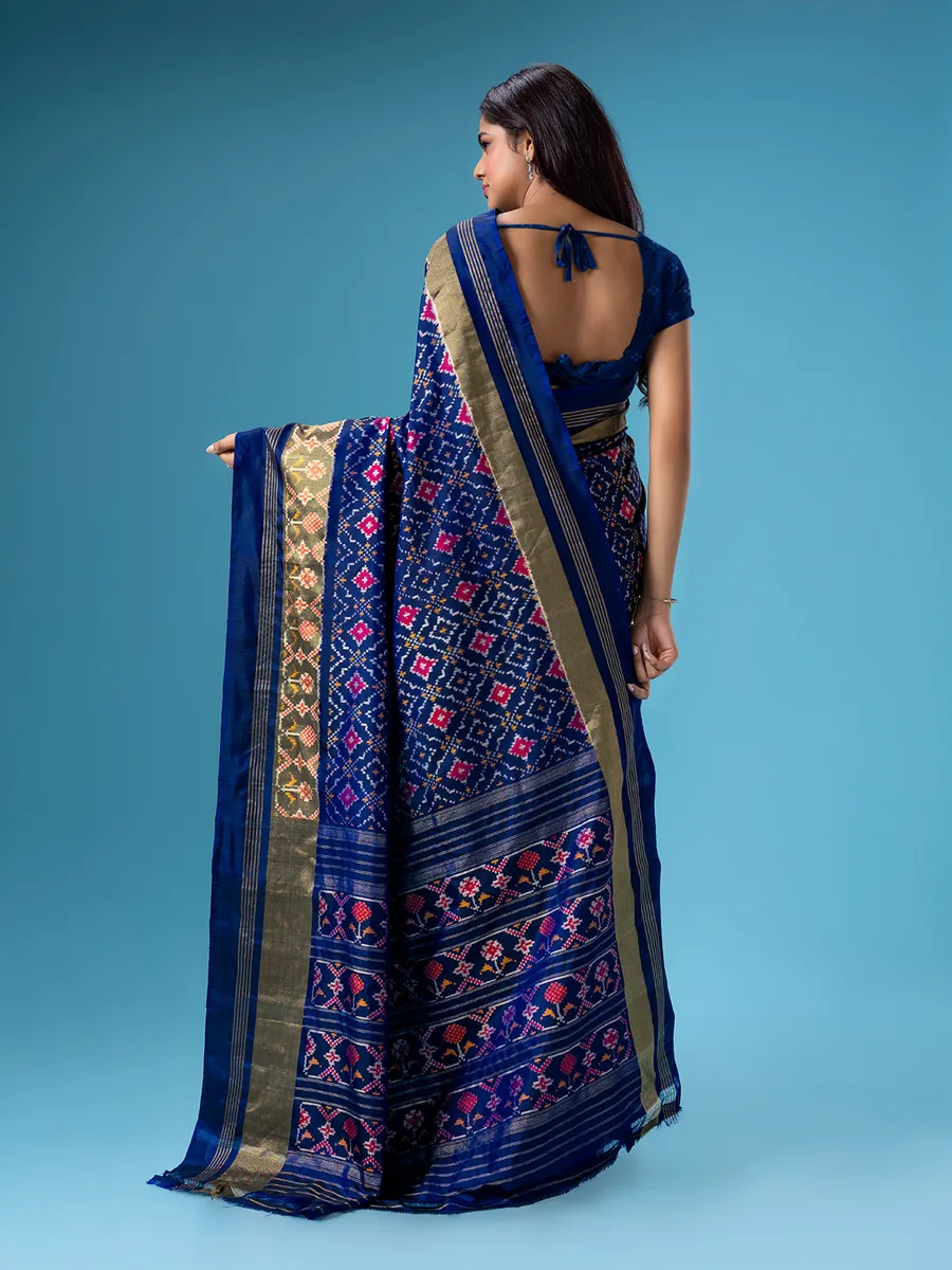 Patola printed silk navy saree