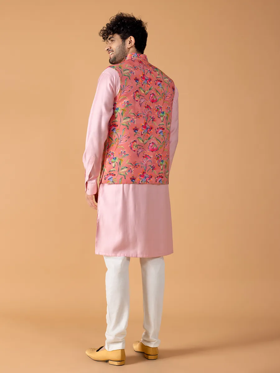 Peach and pink silk waistcoat set