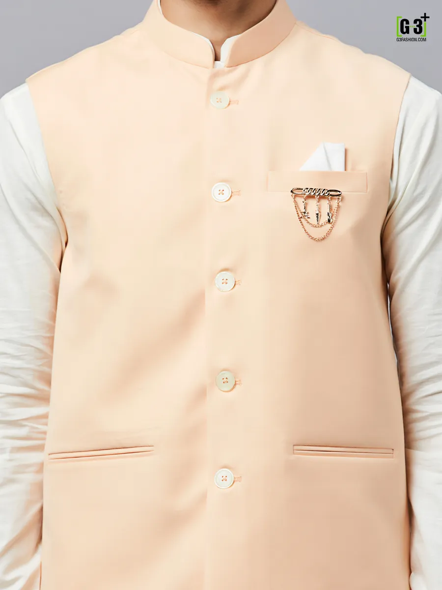 Peach cotton waistcoat set for parties