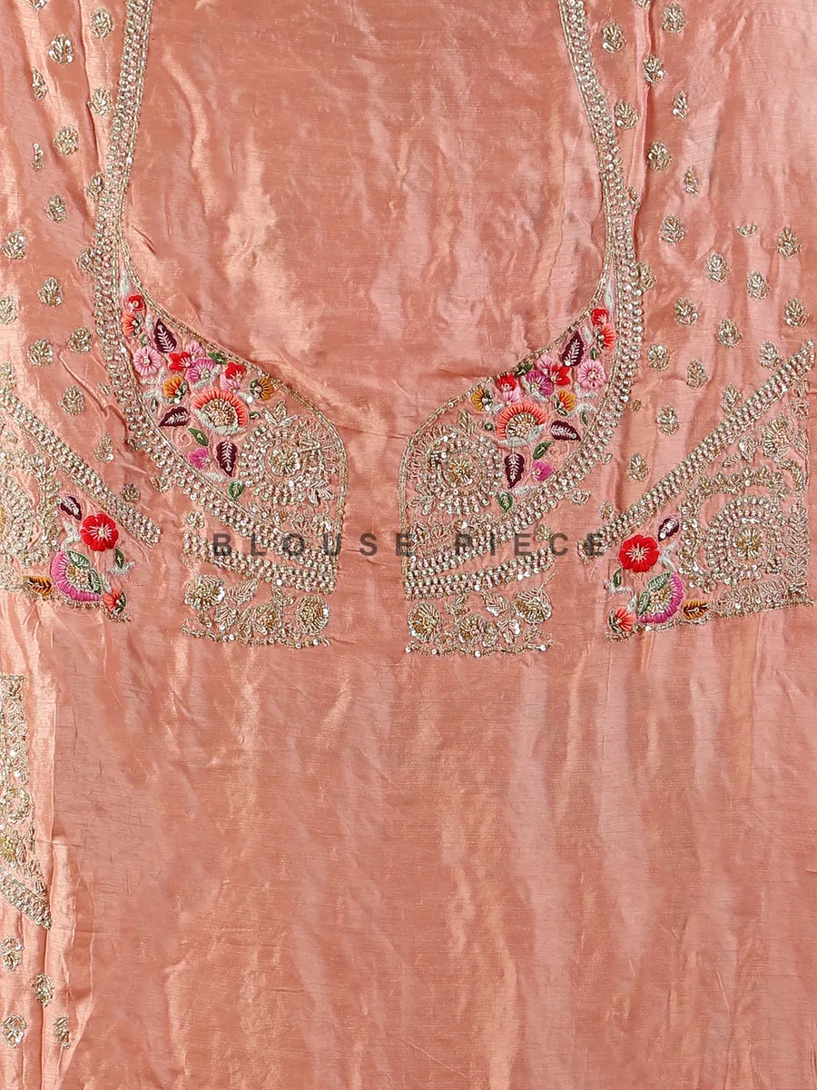 Peach embroidery unstitched bridal lehenga choli