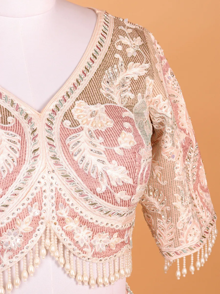 Peach perfection cotton silk lehenga choli for wedding