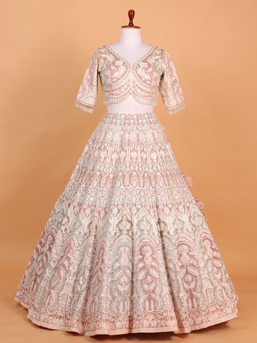 Peach perfection cotton silk lehenga choli for wedding
