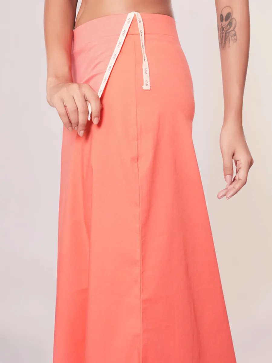 Peach plain lycra cotton petticoat