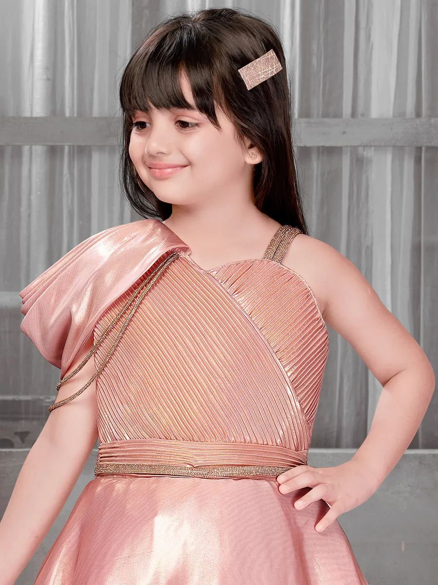 Peach silk frock for little princess