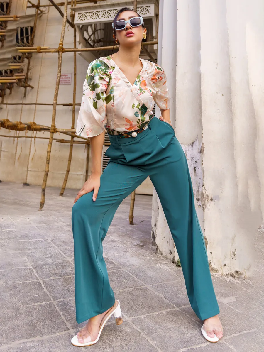 Peacock green formal trouser