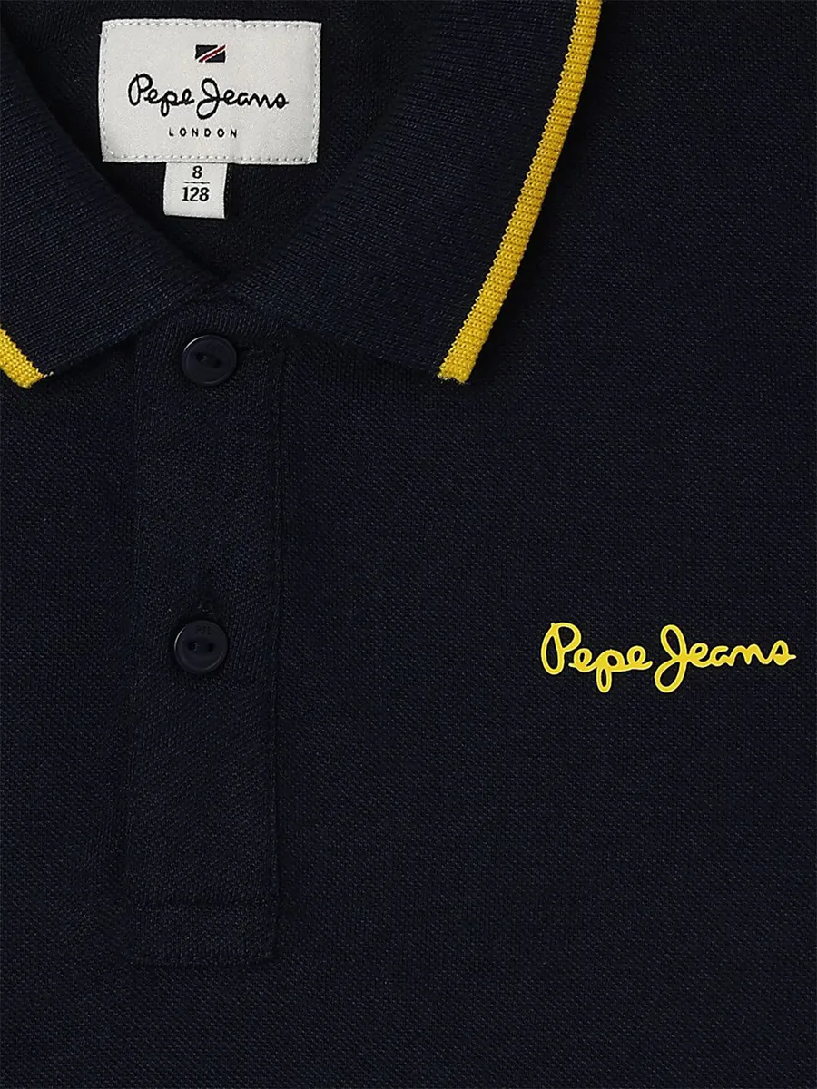 PEPE JEANS black plain polo cotton t-shirt