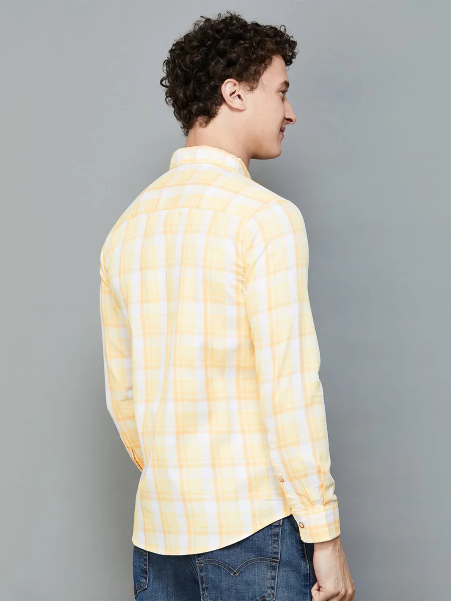 PEPE JEANS checks  white and yellow shirt