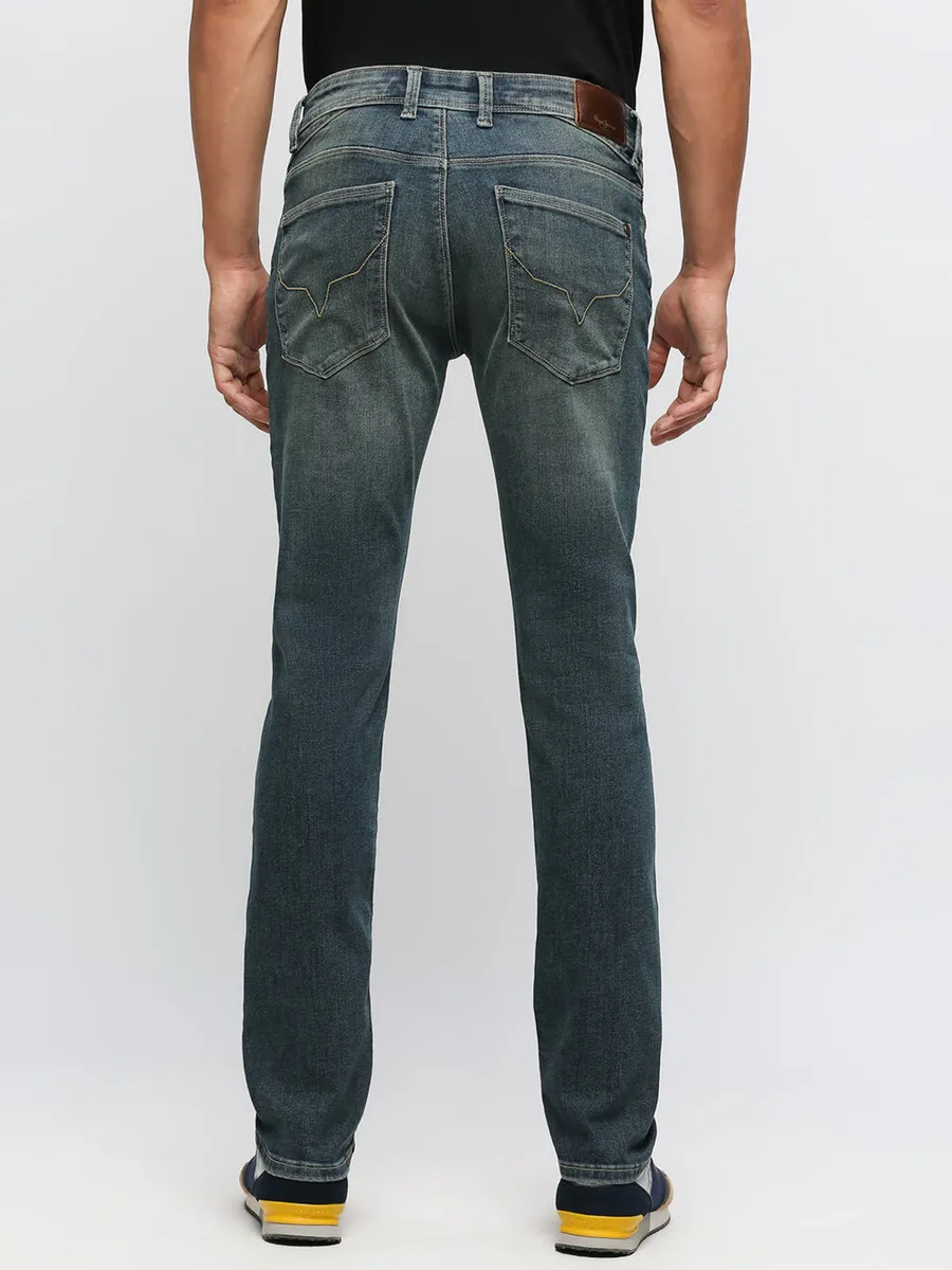 Pepe Jeans dark green mid rise slim fit jeans